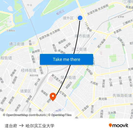 道台府 to 哈尔滨工业大学 map