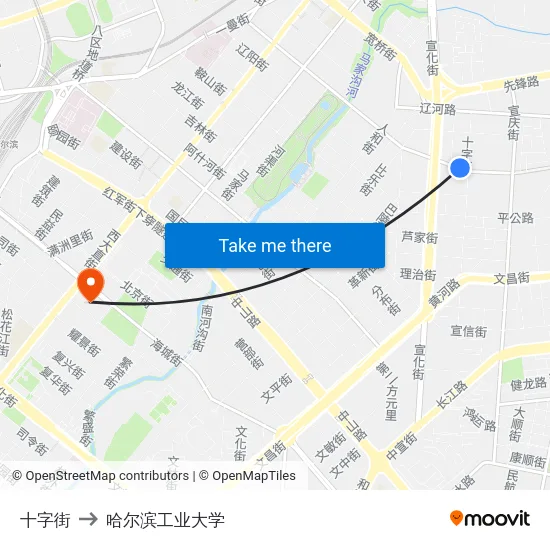 十字街 to 哈尔滨工业大学 map