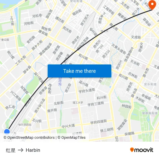 Red Star to Harbin map
