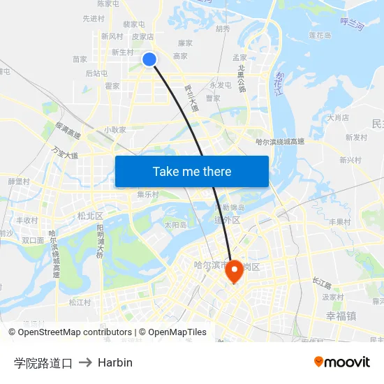 College Road Junction to Harbin map