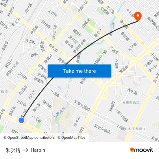 Hexing Road to Harbin map