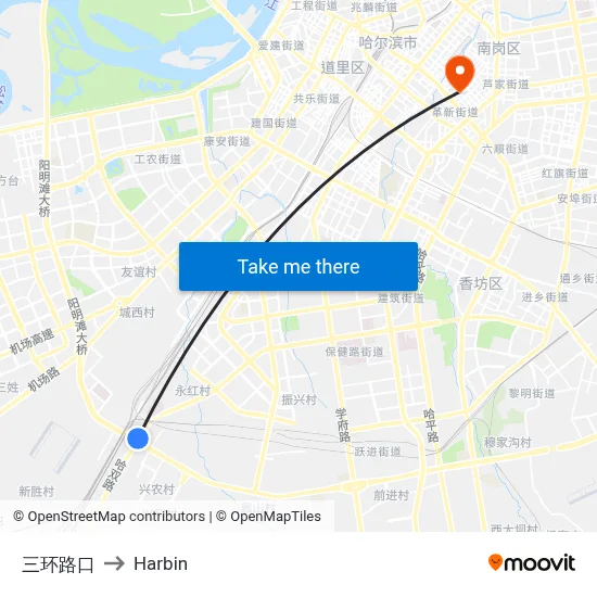Third Ring Road Junction to Harbin map
