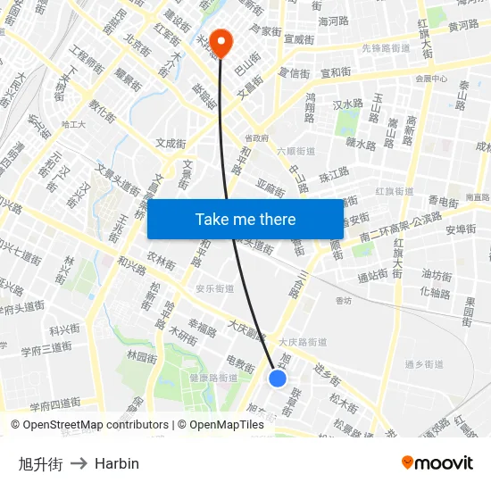 Xusheng Street to Harbin map