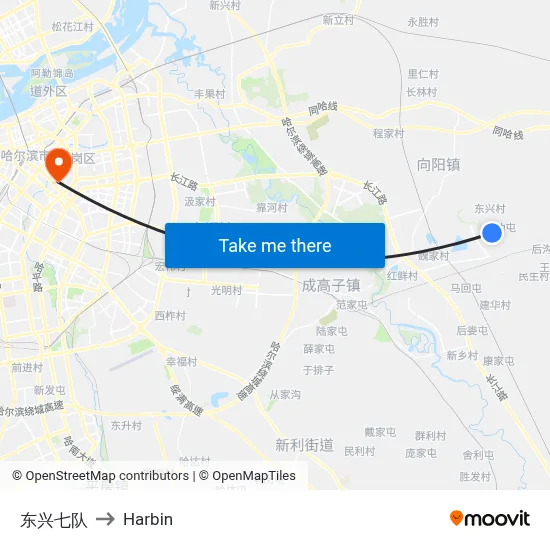Dongxing Team 7 to Harbin map