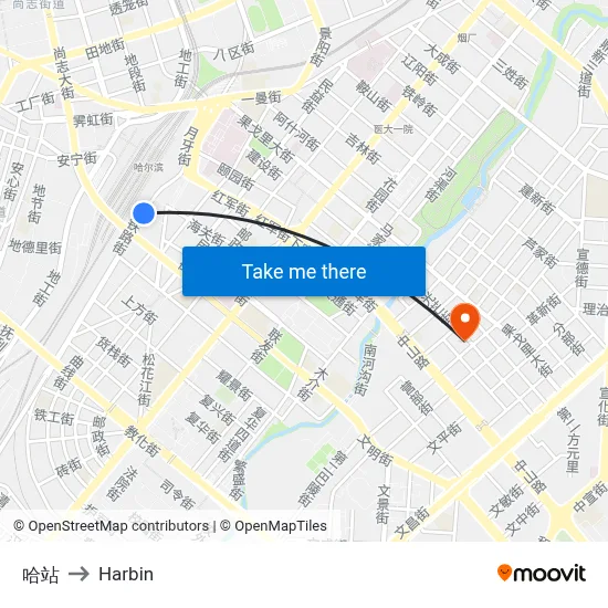 Harbin Station to Harbin map
