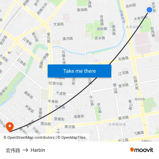Hongwei Road to Harbin map