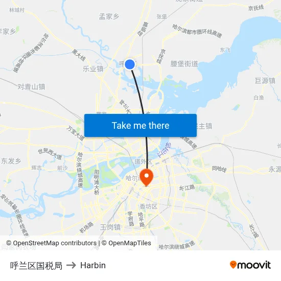 Hulan District Tax Bureau to Harbin map