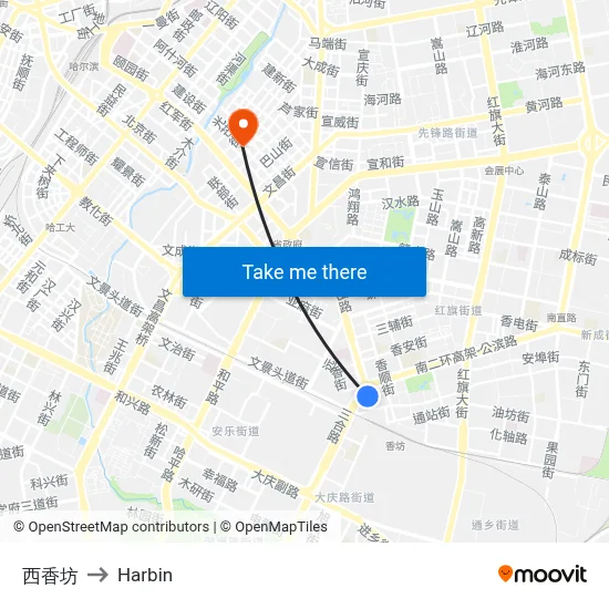 West Fragrant Square to Harbin map