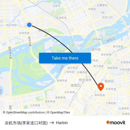 Agricultural Machinery Market (Opposite Lijia Crossing) to Harbin map