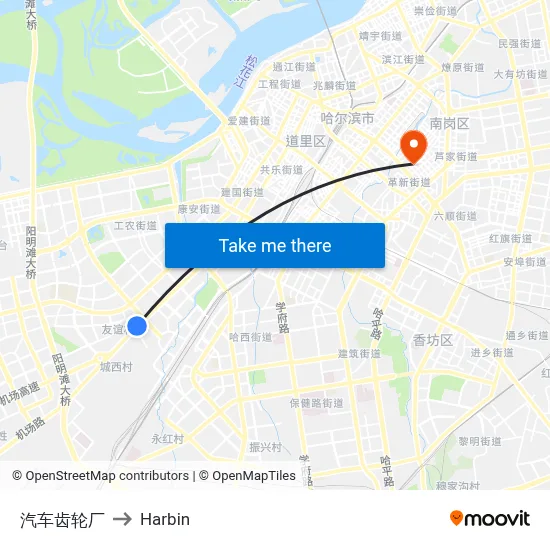 Auto Gear Factory to Harbin map
