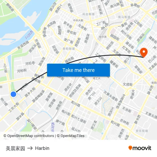 Meichen Homeland to Harbin map
