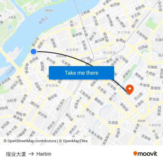 Press Building to Harbin map