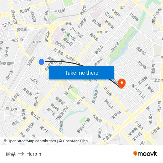 Harbin Station to Harbin map