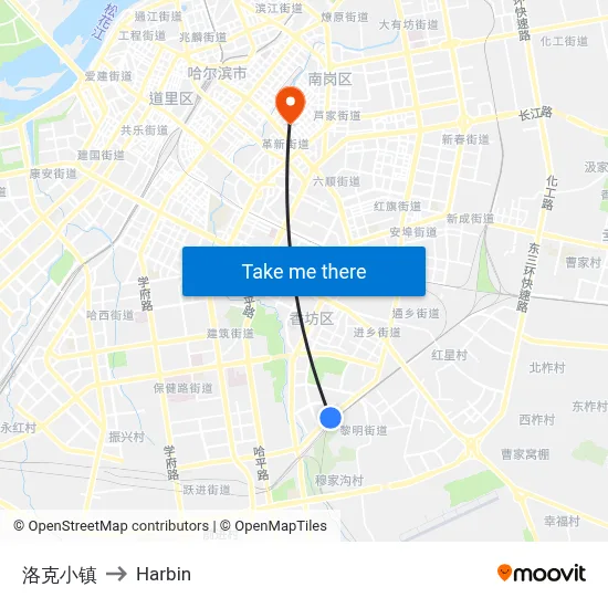 Rock Town to Harbin map