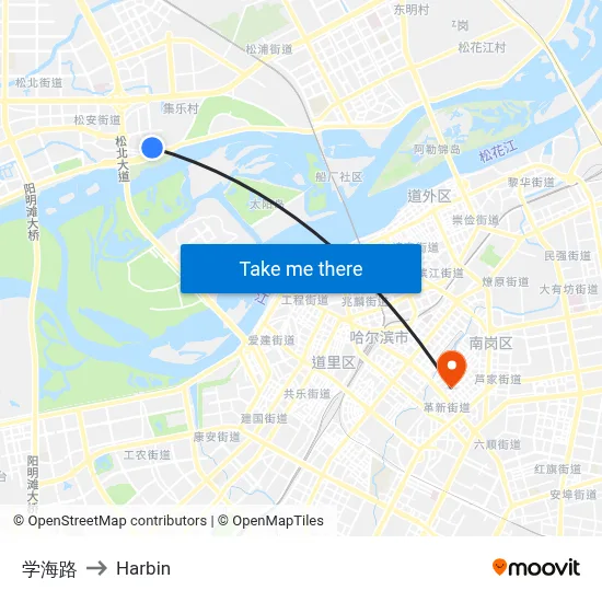Xuehai Road to Harbin map