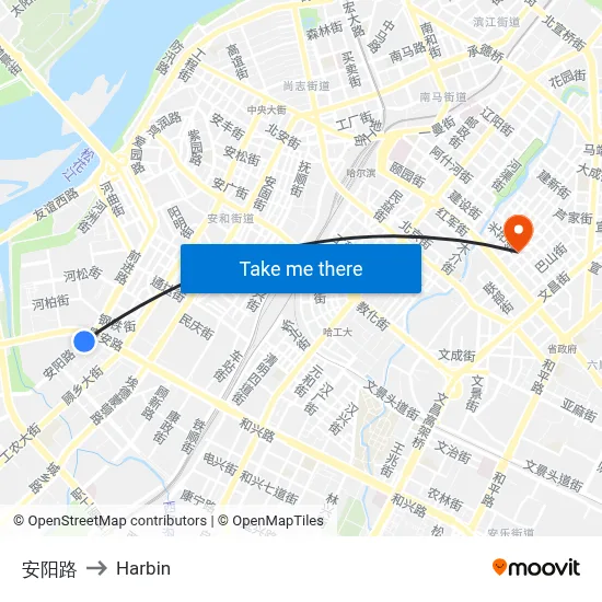 Anyang Road to Harbin map