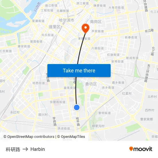 Science Research Road to Harbin map