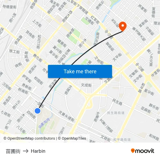 Miapu Street to Harbin map