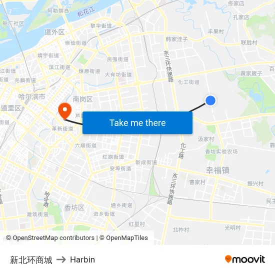 New North Ring Mall to Harbin map