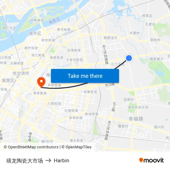 Xilong Ceramics Market to Harbin map