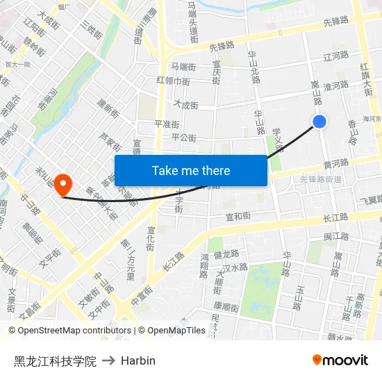 Heilongjiang University of Science and Technology to Harbin map