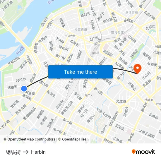 Steel Street to Harbin map