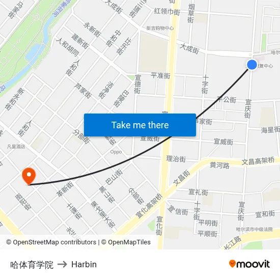 Harbin Sports Institute to Harbin map
