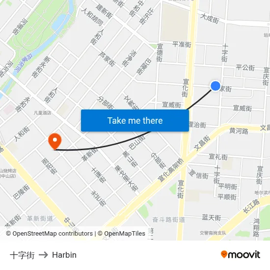 Cross Street to Harbin map