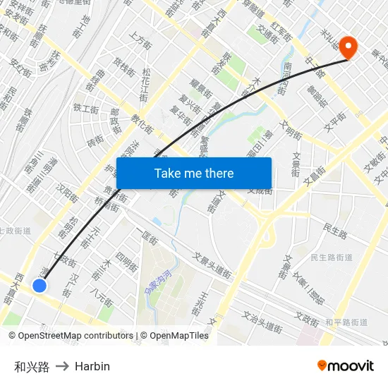 Hexing Road to Harbin map