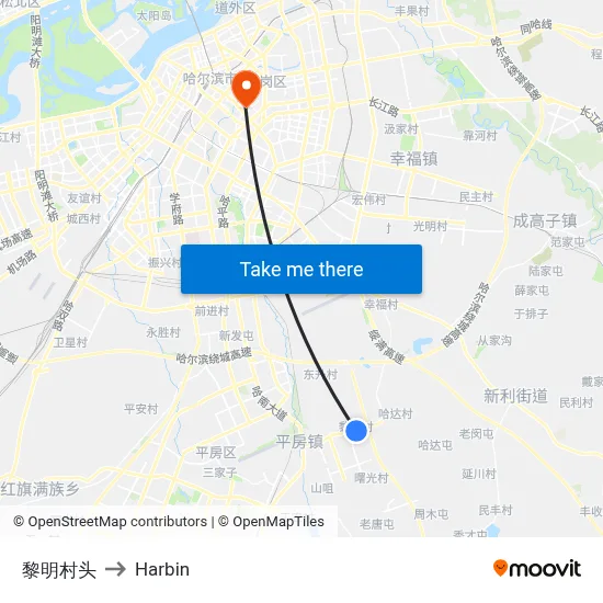 Liming Village Entrance to Harbin map