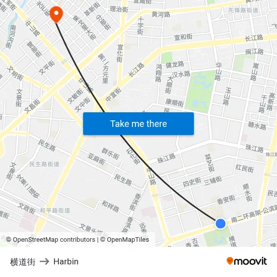 Hengdao Street to Harbin map