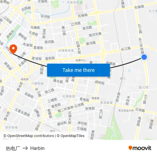 Thermal Power Plant to Harbin map