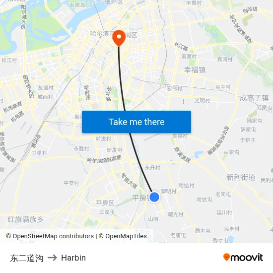 East Second Gully to Harbin map