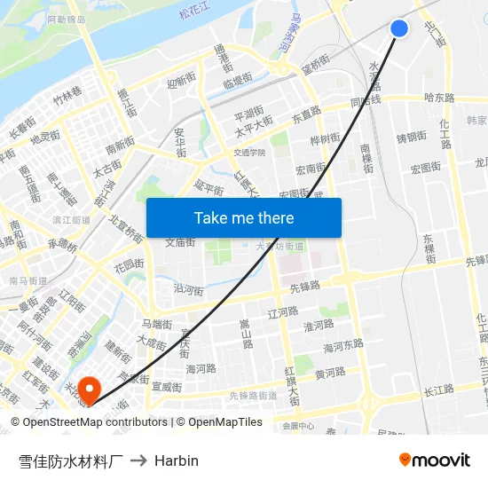 Xuejia Waterproofing Materials Factory to Harbin map