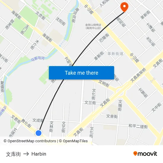 Wenku Street to Harbin map