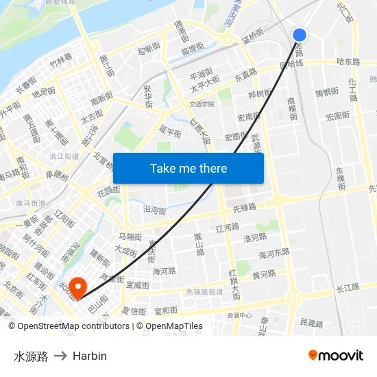 Water Source Road to Harbin map