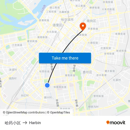 Hayao Community to Harbin map