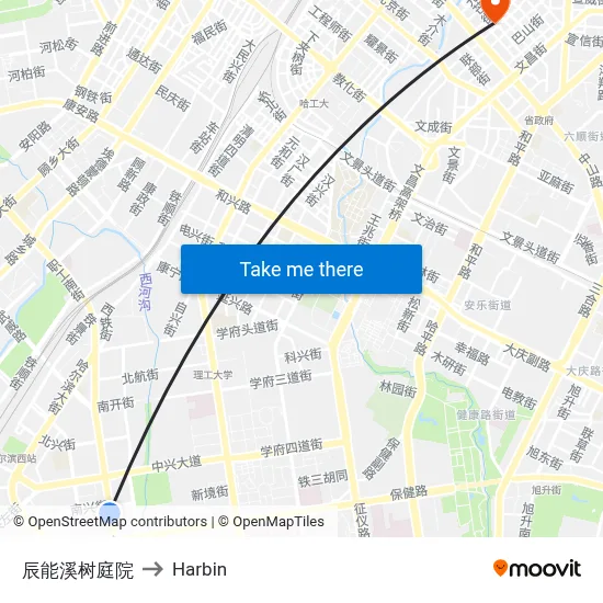 Chenneng Xishu Court to Harbin map