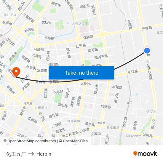 Chemical Plant No. 5 to Harbin map