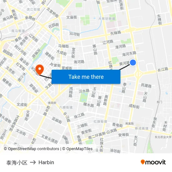 Taihai Community to Harbin map