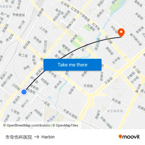 City Orthopedic Hospital to Harbin map