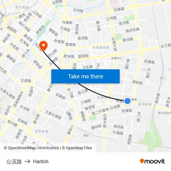 Gongbin Road to Harbin map