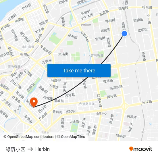 Green Shade Residential Area to Harbin map