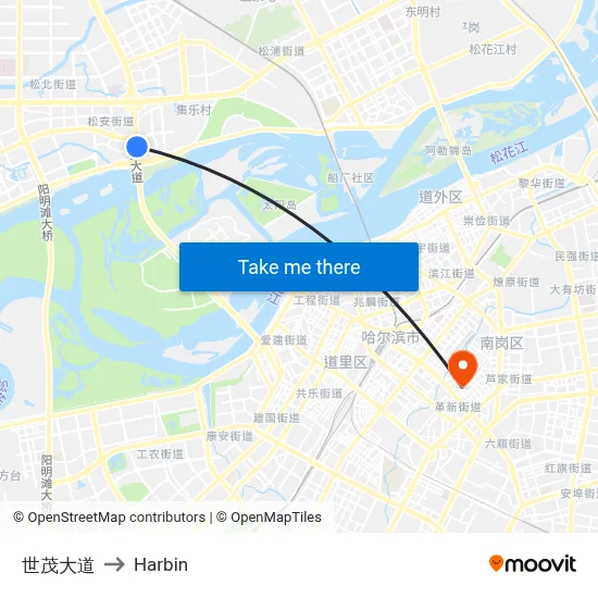 Shimao Avenue to Harbin map