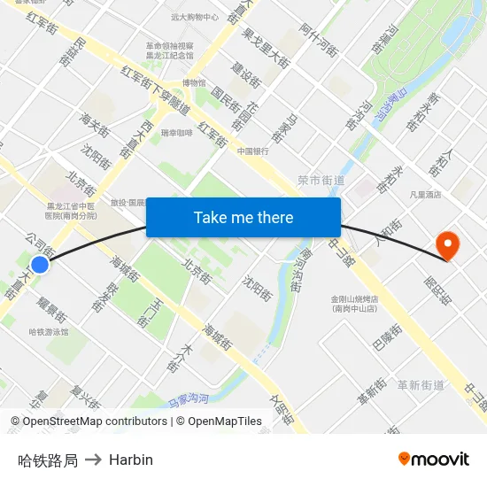 Harbin Railway Bureau to Harbin map