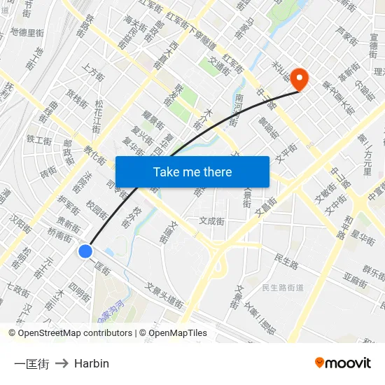 Yikuang Street to Harbin map
