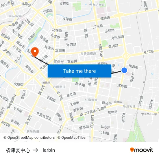 Provincial Rehabilitation Center to Harbin map