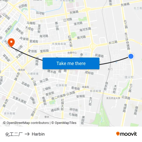 Chemical Plant 2 to Harbin map