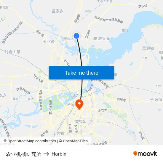 Agricultural Machinery Research Institute to Harbin map