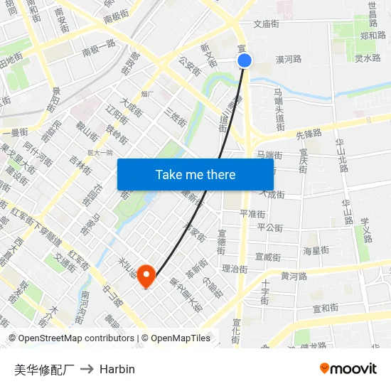 Meihua Repair Factory to Harbin map